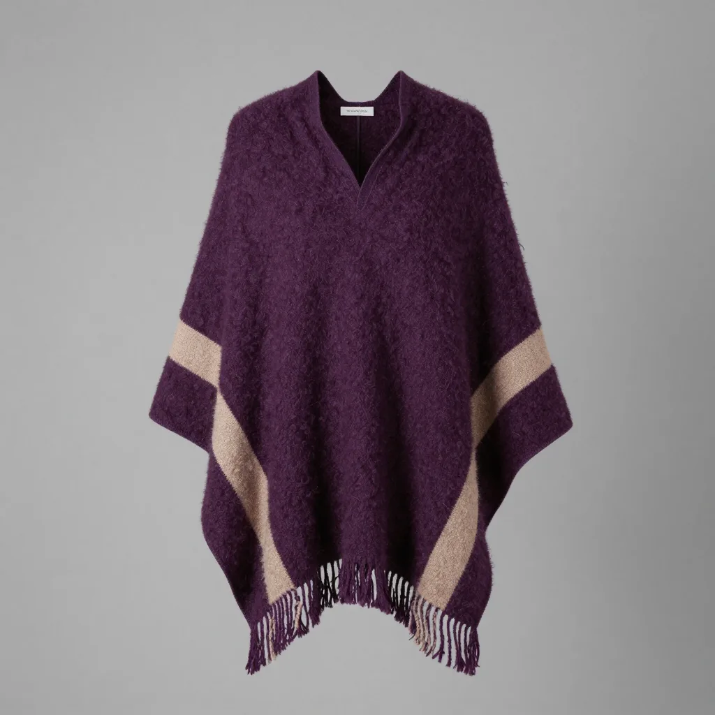 A deep violet alpaca poncho